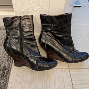 Kenzie Black Wedge Booties